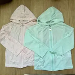 ミント・ピンク フード付きパーカー 2点セット 110cm