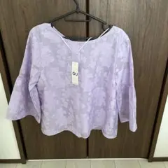 GU パープル フラワーシャツ Lサイズ