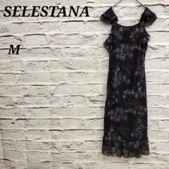 セントヘレナ 黒 花柄 シースルー シフォン チュニック リボン ワンピ 