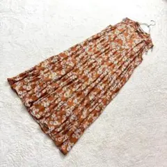 ✨ユニクロ ポールアンドジョー【M】茶 花柄 ティアードワンピース ノースリーブ