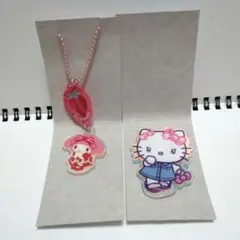 サンリオ ツインチャーム はーとキャンディアクリルブローチ マイメロディ　キティ