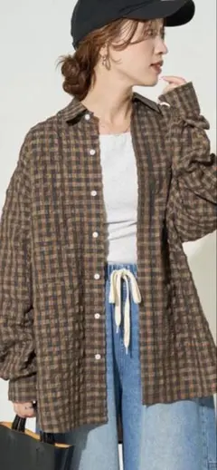値下げしました！FREAK'S STORE ブラウン系チェックシャツ
