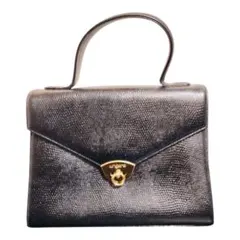 Emanuel Ungaro ウンガロ ハンドバッグ リザード型押し ブラック