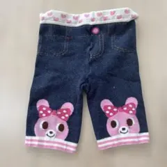 ミキハウス　ニットパンツ　90 うさぎ柄　デニム風　日本製　ピンク