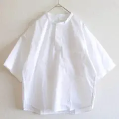 無印良品　MUJI シャツ　スタンドカラー　ゆったり　白　M〜L トップス　半袖