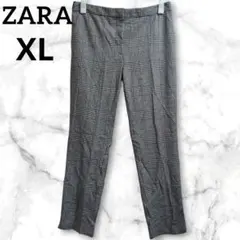 ZARA【XL】チェック柄 カジュアルパンツ オフィス スタイリッシュ 細見え