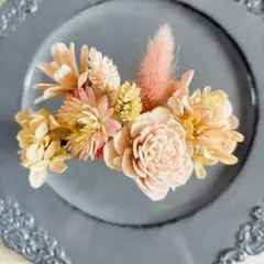 ヘッドパーツ 髪飾り 花 ピンク くすみ 成人式 結婚式 卒業式