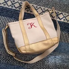 L.L.Beanトートバッグ ゴールドクリーム色 金色 Kロゴ