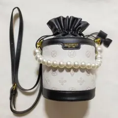 モノグラム ショルダー バッグ 巾着 バケツ パール