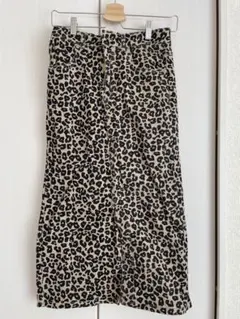 ヒョウ柄ロングスカート ゴム入りウエスト