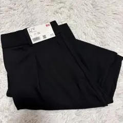 【新品】UNIQLO　ユニクロ　タックワイドパンツ　WOMAN　L　ブラック　黒