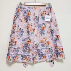 未使用pierre cardin エプロン 花柄 フリルピンク腰巻きのサムネイル