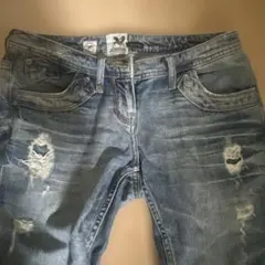 River Island Supreme デニムパンツ ダメージ加工