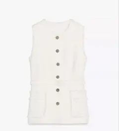 【美品】ZARA ベルト テクスチャー ベスト XS