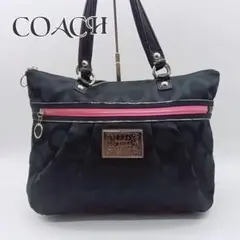 美品 COACH Poppy Op Art Tote Bag 15331 黒のサムネイル