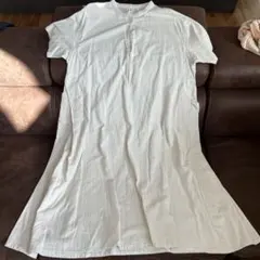 ホワイト 半袖シャツワンピース M-L