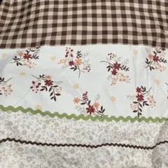 掛け布団カバー　花柄チェック　シングルロングサイズ　約150×210cm