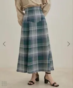 【値下げ】VIS チェック ハイウエストステッチフレアスカートのサムネイル