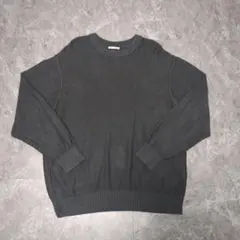 【美品】GU ウォッシュドクルーネックセーター ニット ダークグレー XLのサムネイル