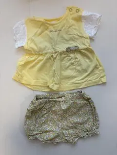 bébé　reduction パフスリーブAラインTシャツ＆花プリントブルマのサムネイル