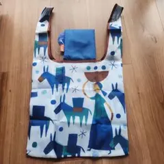 KALDIエコバッグ　青×白