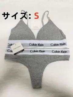カルバンクライン ブラ＆ショーツ Tバック 上下セット グレー Mサイズ