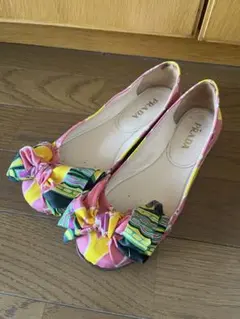 PRADA フラットシューズ リボン付き マルチカラー