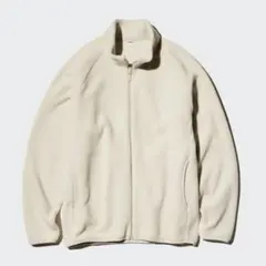 【中古】ユニクロ／フリースジャケット／Lサイズ／ホワイト／男女兼用
