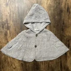 【美品】日本製 ベビーポンチョ タオル生地 薄手 グレー
