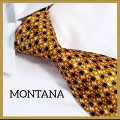 MONTANA　モンタナ　ネクタイ　ゴールド　総柄　イタリア　シルクのサムネイル