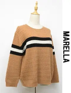 D633/美品 MARELLA セーター ケーブルニット L ブラウン 秋冬のサムネイル
