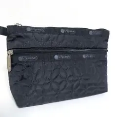 【未使用】LeSportsac　Wジップ付きポーチ　まち有り　黒　ブラック