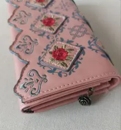 axes femme アクシーズファム ローズ刺繍 フリル 長財布 ピンクのサムネイル
