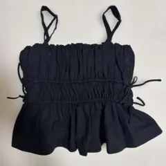 MOUSSY ブラック キャミソール ギャザー リボンのサムネイル