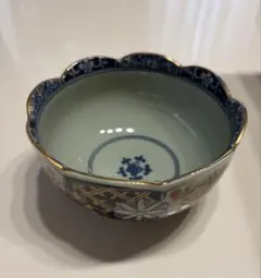 和食器 小鉢 輪花鉢 花柄 染付 金彩 5個セット