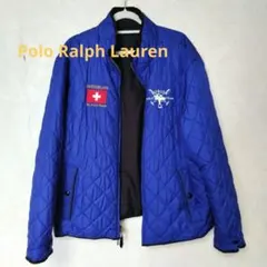 90s ポロバイラルフローレン 　スイス国旗　キルティングジャケット　ブルー