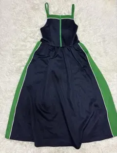 forksy. ハーフジップ配色トラックジャージキャミワンピースネイビーグリーン