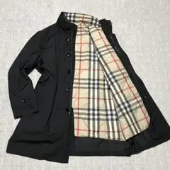 大きいサイズ2L！バーバリー［ダウンライナー］ロング　ナイロン　ノバチェック　黒