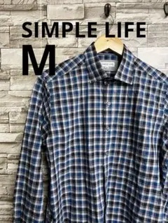 シンプルライフ シャツ M チェックシャツ チェック レトロ