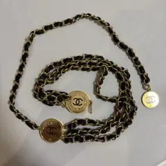 CHANEL チェーンベルト ブラック ゴールド リボン haluu-0007 - メルカリ