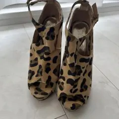 DURAS ヒョウ柄オープントゥハイヒールのサムネイル