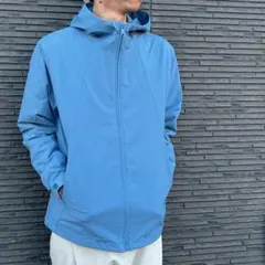 グローバルワーク マウンテンパーカー 軽量 フード付き ブルー L｜春カジュアル