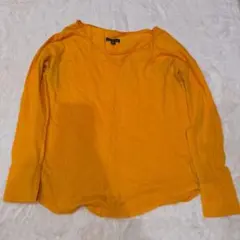 ⭐️匿名配送 オレンジ 長袖Tシャツ Mサイズ シンプル 無地 古着