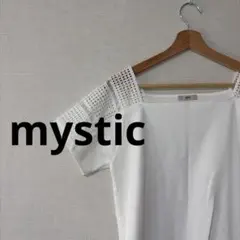 mysticミスティック/レース切替 スクエアネック 半袖カットソー