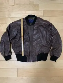 ブラウン レザーボンバージャケット Lサイズ
