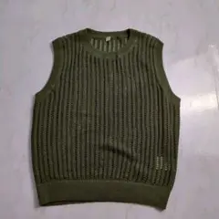 美品　UNIQLO メッシュ クルーネックショートセーター L ノースリーブ　麻
