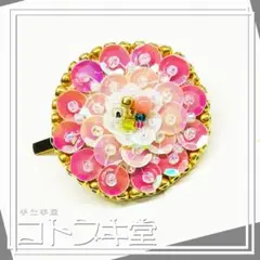ピンクのお花　ポニーフック　ハンドメイド