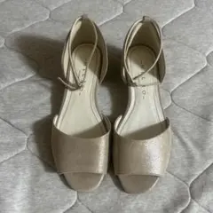 ベージュ オープントゥ サンダル 23cm 2E幅