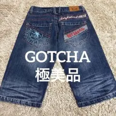 GOTCHA ハーフデニム M 刺繍 バックロゴ ワイド バギー サーフY2Kのサムネイル