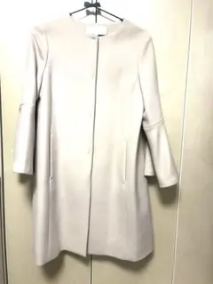 新品 ANAYIノーカラーコート38 ベージュ ベルスリーブ春秋セレモニー